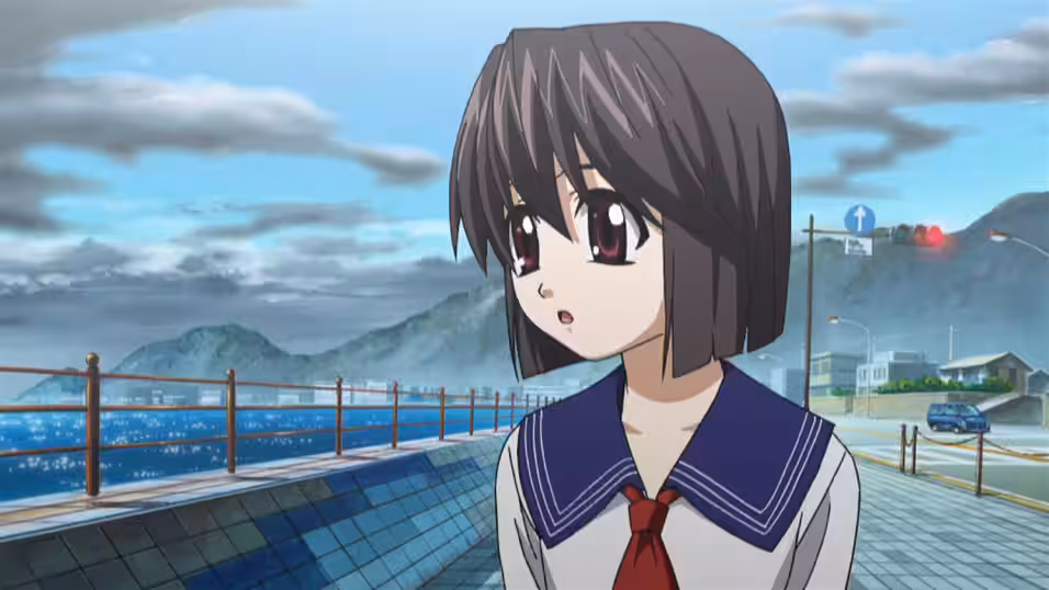 Mayu walking down the mainstreet at the ocean towards east.