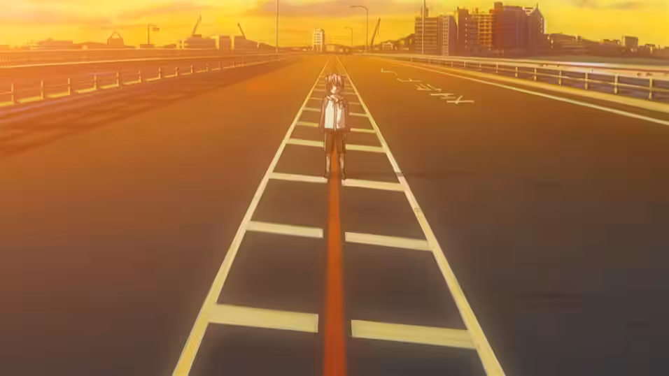 Nana standing in the middle of the car-bridge.