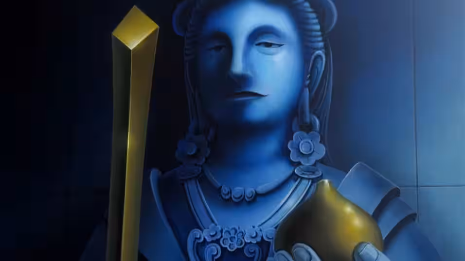 Closeup of the main-figure in the anime.