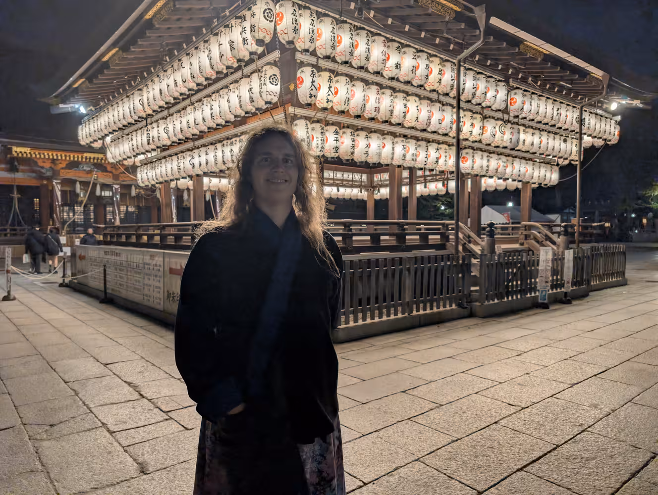 Fiona in front of the stage.