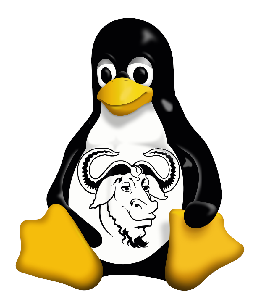 The same image of Tux as before, but with a clearly recognizable black gnu on his belly.